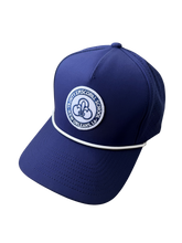 Load image into Gallery viewer, Patch work Perforated Navy Snapback Hat
